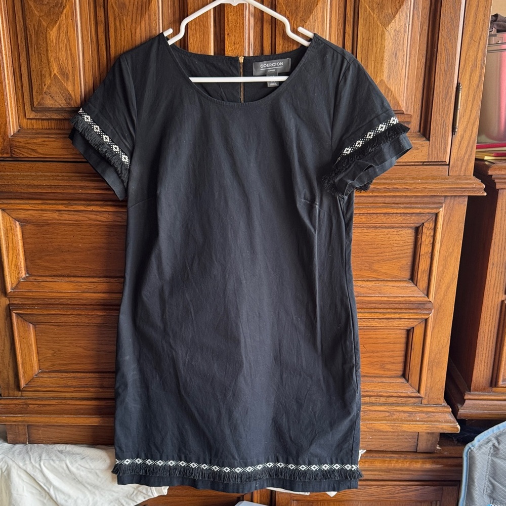 Universal Thread‎ Black Mini Dress with White Embroidery